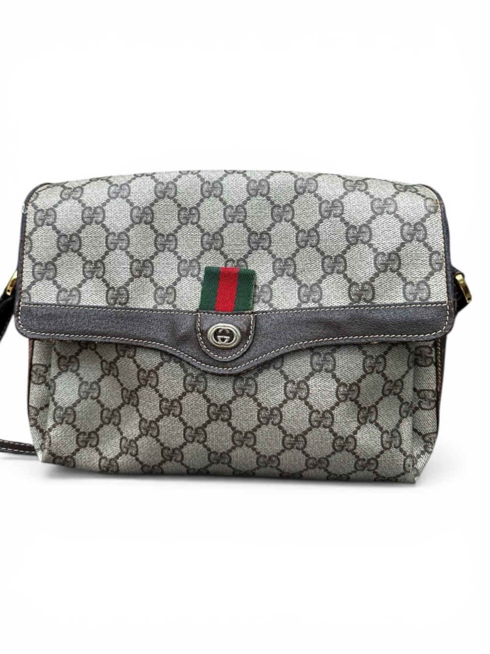 Vintage Gucci GG Canvas Crossbody – Sherry Line Web Stripe | 70s/80s